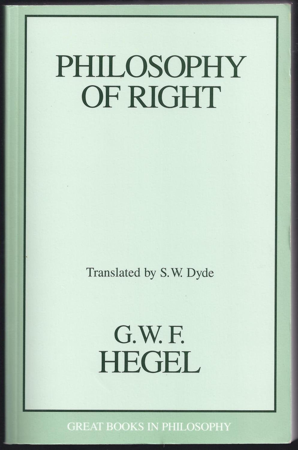 Philosophy Of Right (Great Books In Philosophy)
