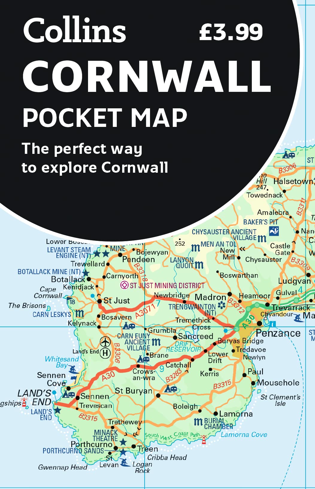 Collins Cornwall Pocket Map,New