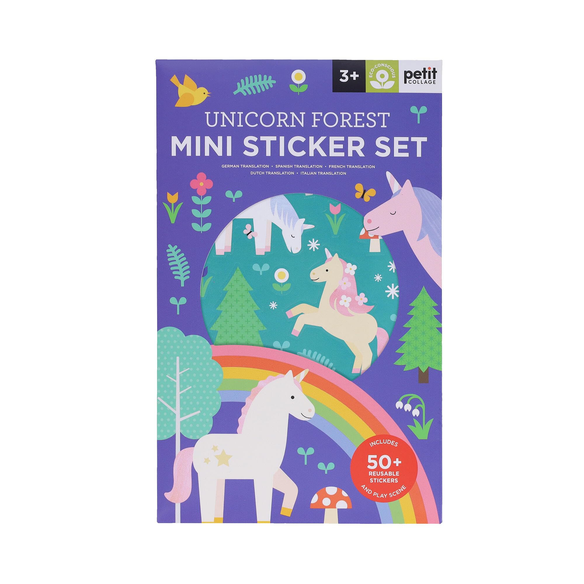 Petit Collage Mini Sticker Set: Unicorn Forest  50+ Fantasy Stickers & FoldOut Scene  ScreenFree Activity For Kids Ages 3+