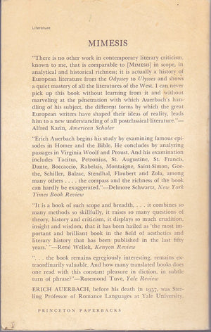 Mimesis: The Representation Of Reality In Western Literature,New