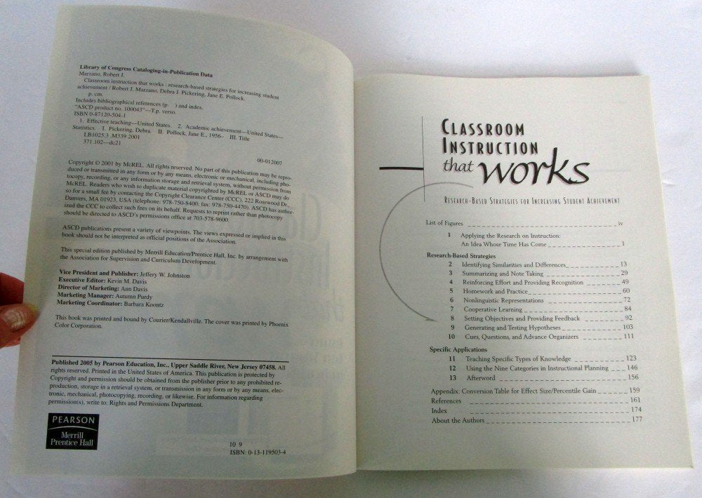 Classroom Instruction That Works: Researchbased Strategies For Increasing Student Achievement-new