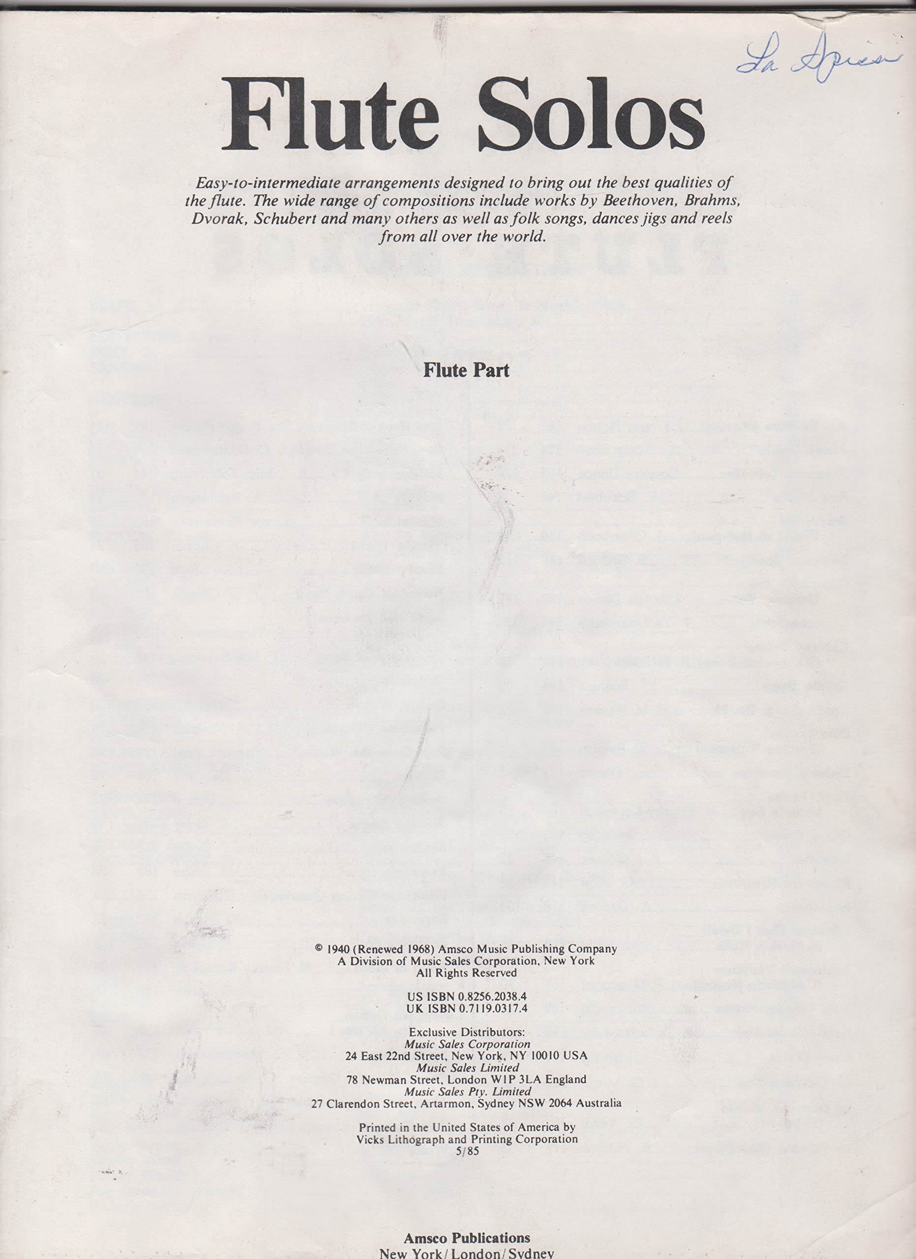 Flute Solos with Piano Accompaniment #38,New