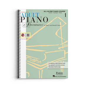 Adult Piano Adventures: All in One Course - Book 1 | Faber Beginner Method Piano Book for Adults with Chords and Music Notation | Piano Sheet Music and Theory for Self Learners With Digital Audio