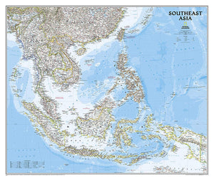 National Geographic Southeast Asia Wall Map  Classic (38 x 32 in) (National Geographic Reference Map),Used