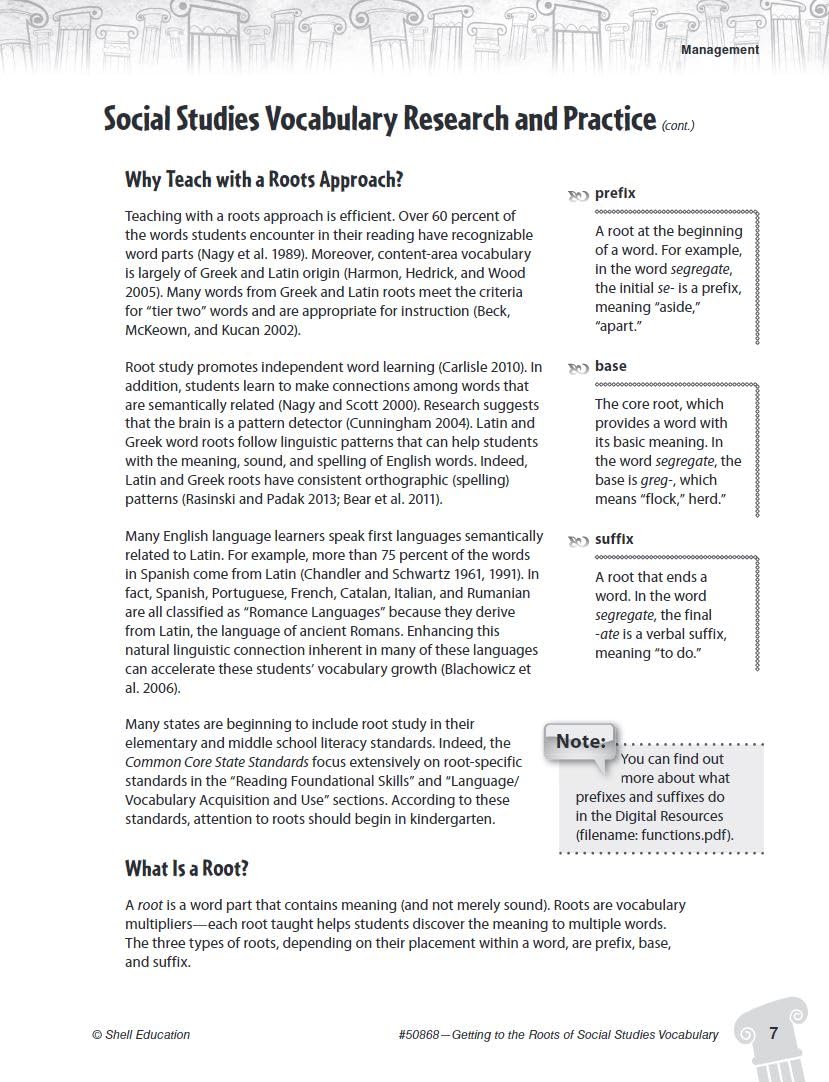 Getting to the Roots of Social Studies Vocabulary Levels 68 (Getting to the Roots of ContentArea Vocabulary),Used