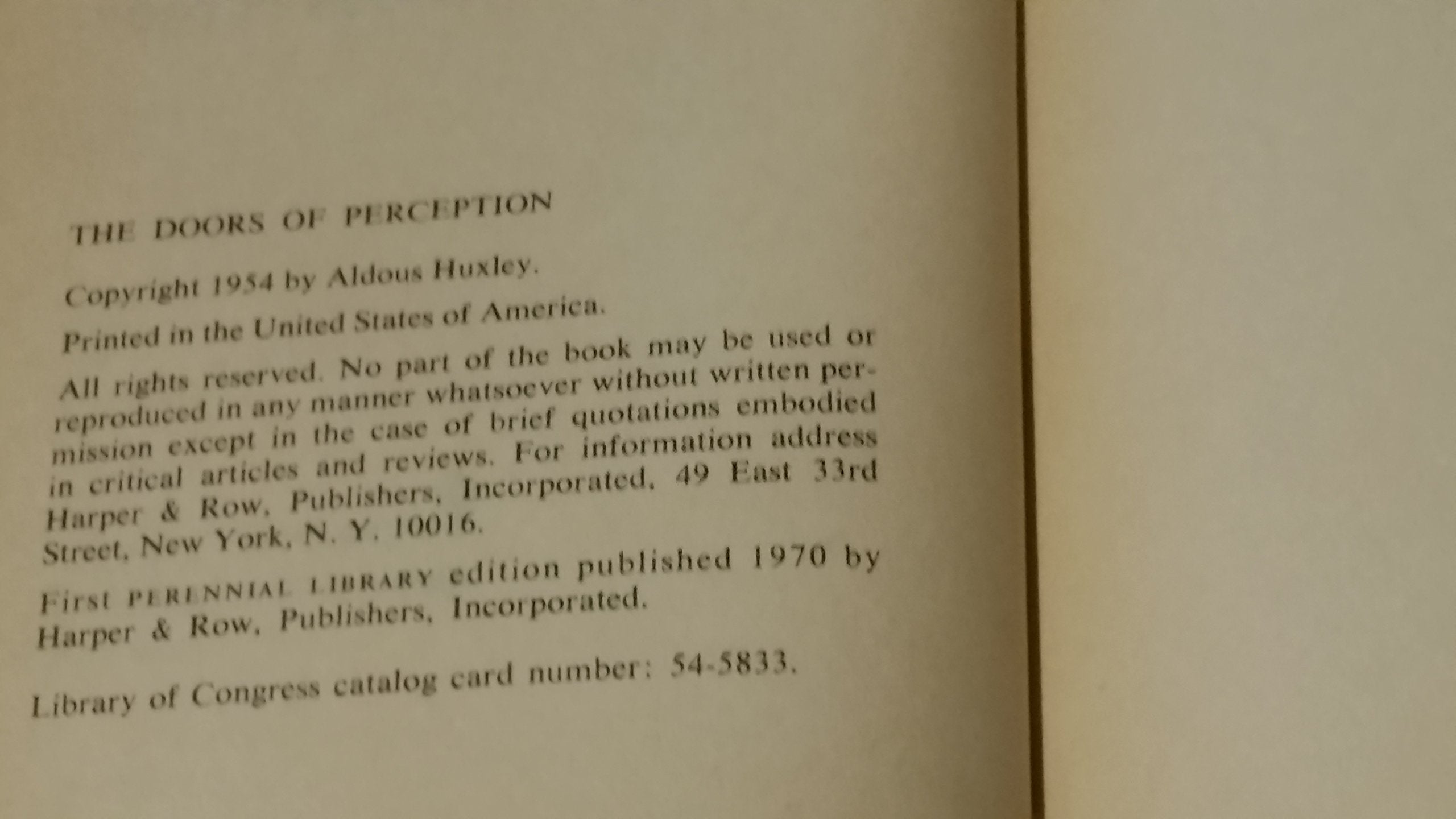 The Doors Of Perception,Used