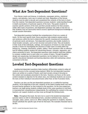Leveled Text  Dependent Question Stems (Classroom Resources) for Grades K  12,Used