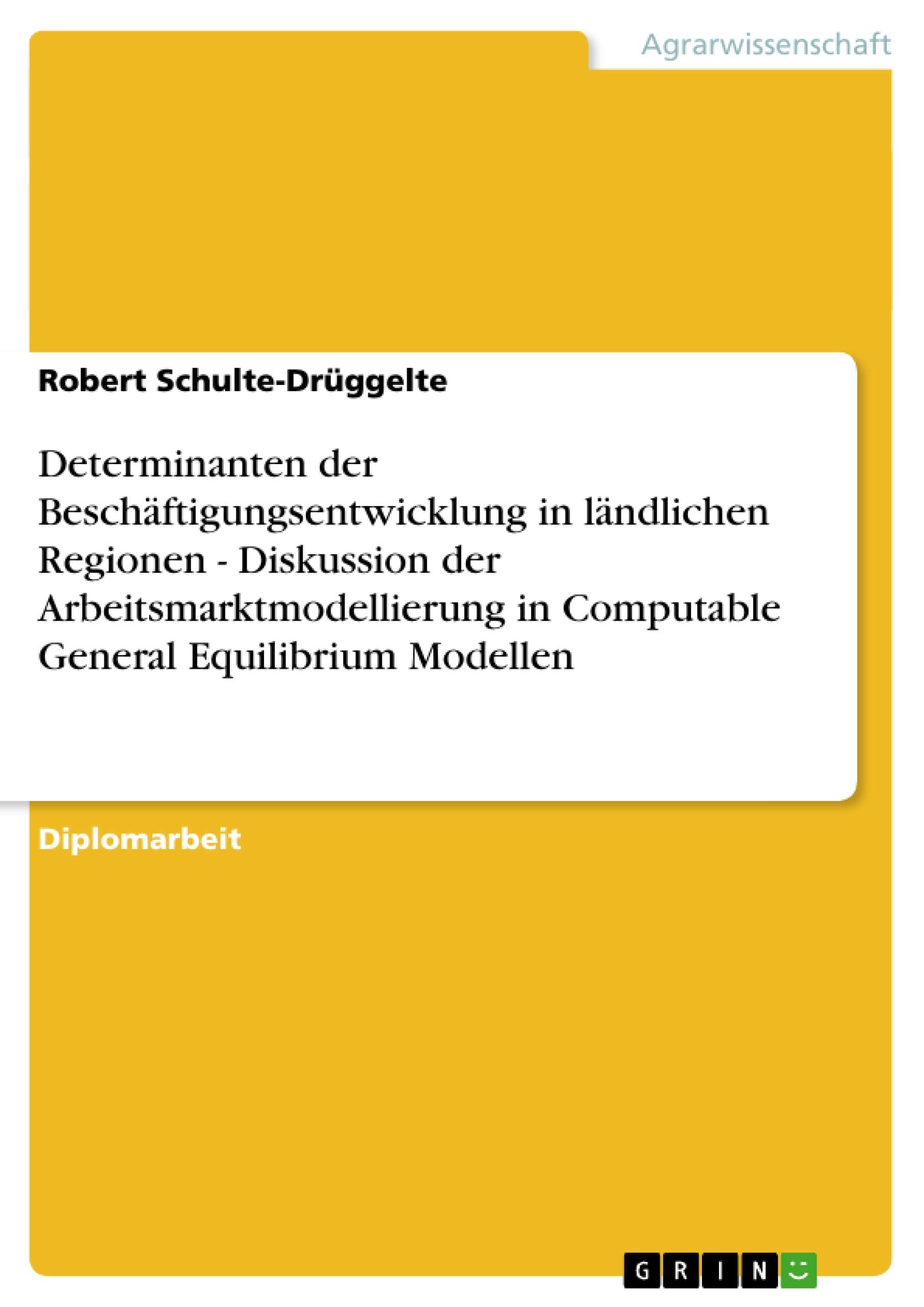 Determinanten der Beschftigungsentwicklung in lndlichen Regionen  Diskussion der Arbeitsmarktmodellierung in Computable General,Used