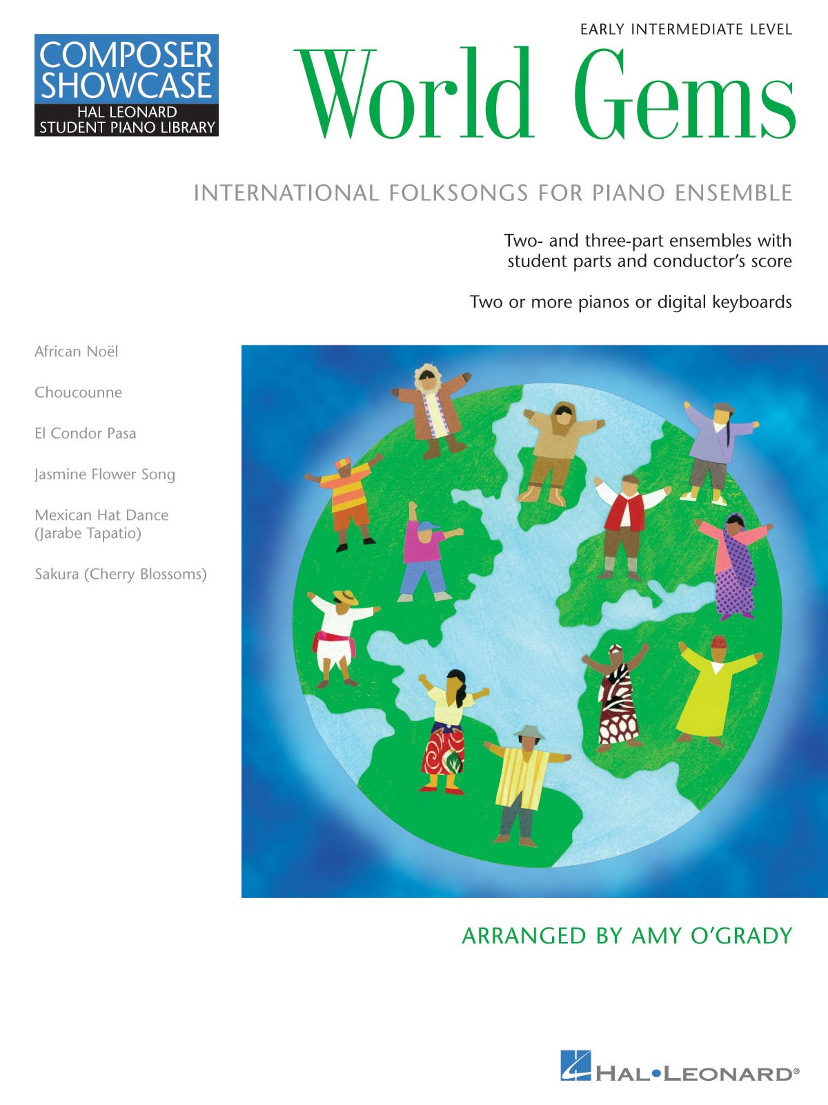 World Gems  Folk Songs For Piano Ensemble: Hal Leonard Student Piano Library Late Elementary Composer Showcase,Used
