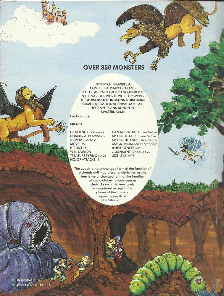 Advanced Dungeons and Dragons Monster Manual: Special Reference Work,Used