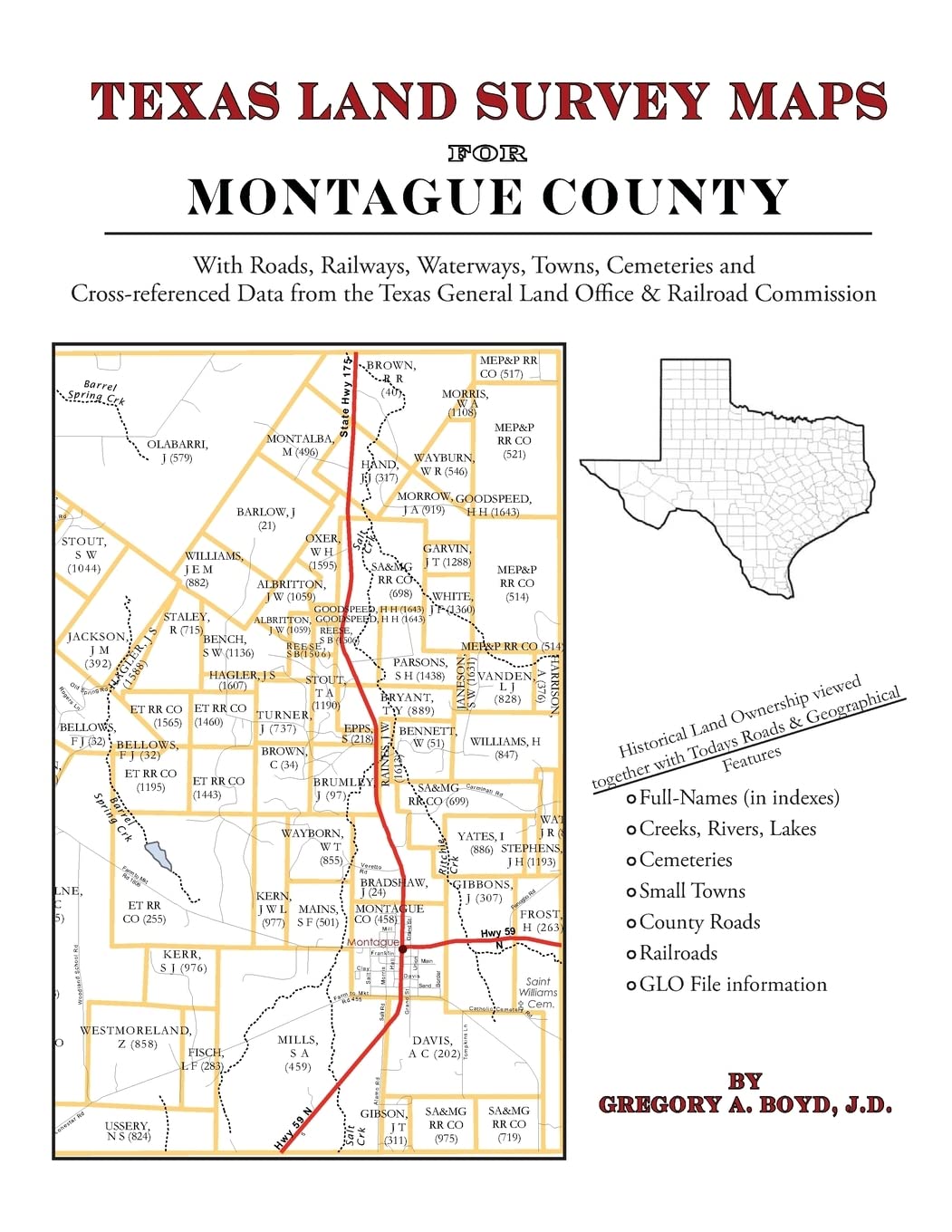 Texas Land Survey Maps for Montague County,Used