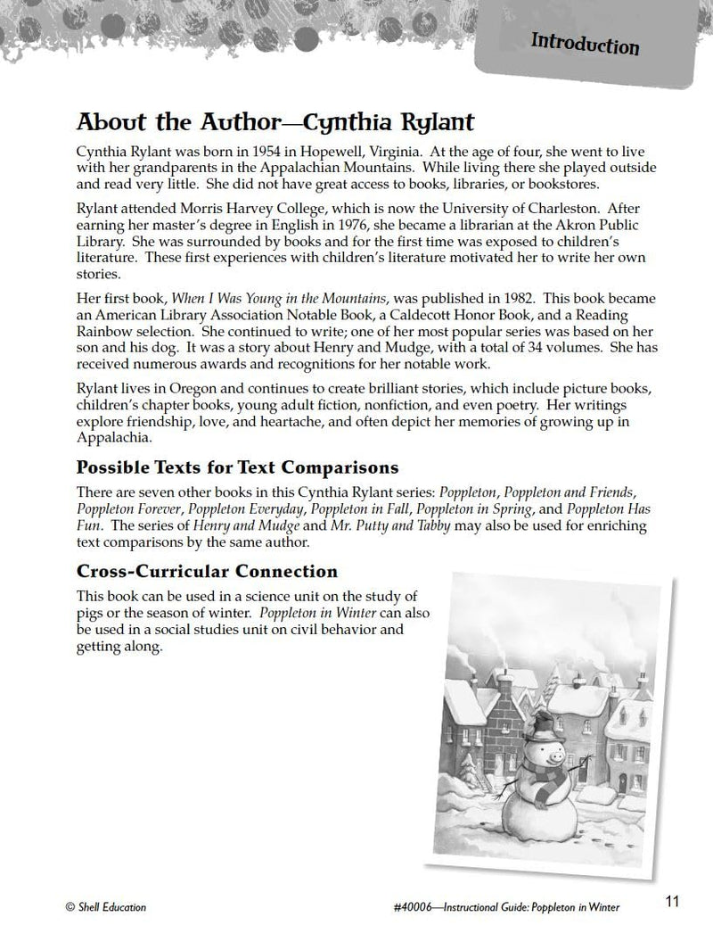Poppleton in Winter: An Instructional Guide for Literature  Novel Study Guide for Elementary School Literature with Close Readi,Used