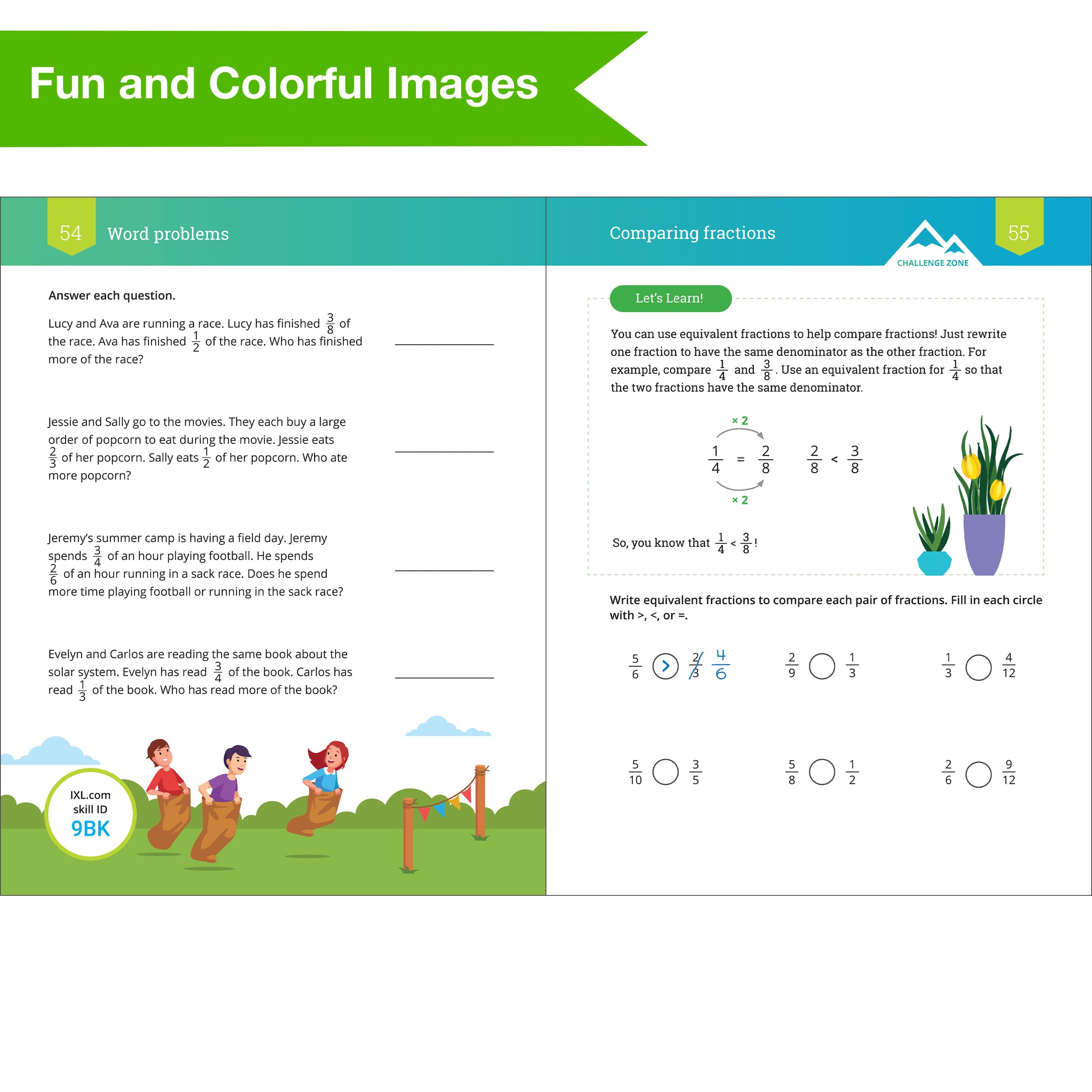 IXL Fractions 3rd Grade Math Workbook, Mathematics Book for Kids Ages 89 Covering Addition, Subtraction, Multiplication, Divisi,New