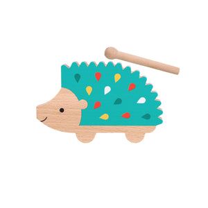 Petit Collage: Happy Hedgehog Percussion Instrument  EcoFriendly Percussion Guiro For Kids 18Mo+  Fsc Wood & Recycled Packagi