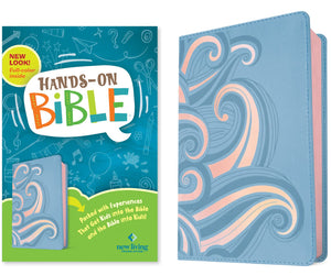 NLT HandsOn Bible for Kids, 3rd Edition (Periwinkle Pink Waves LeatherLike): FullColor, Family Activities, Amazing Facts, Char,New