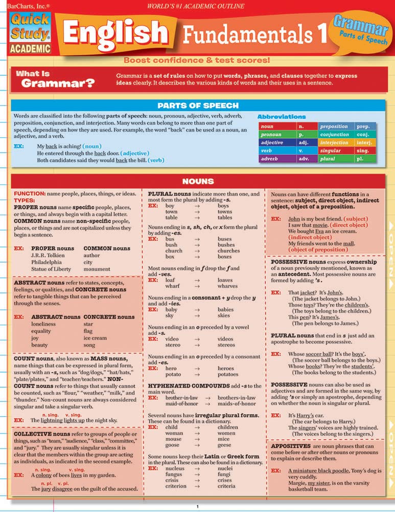 English Fundamentals 1 (Quick Study),Used