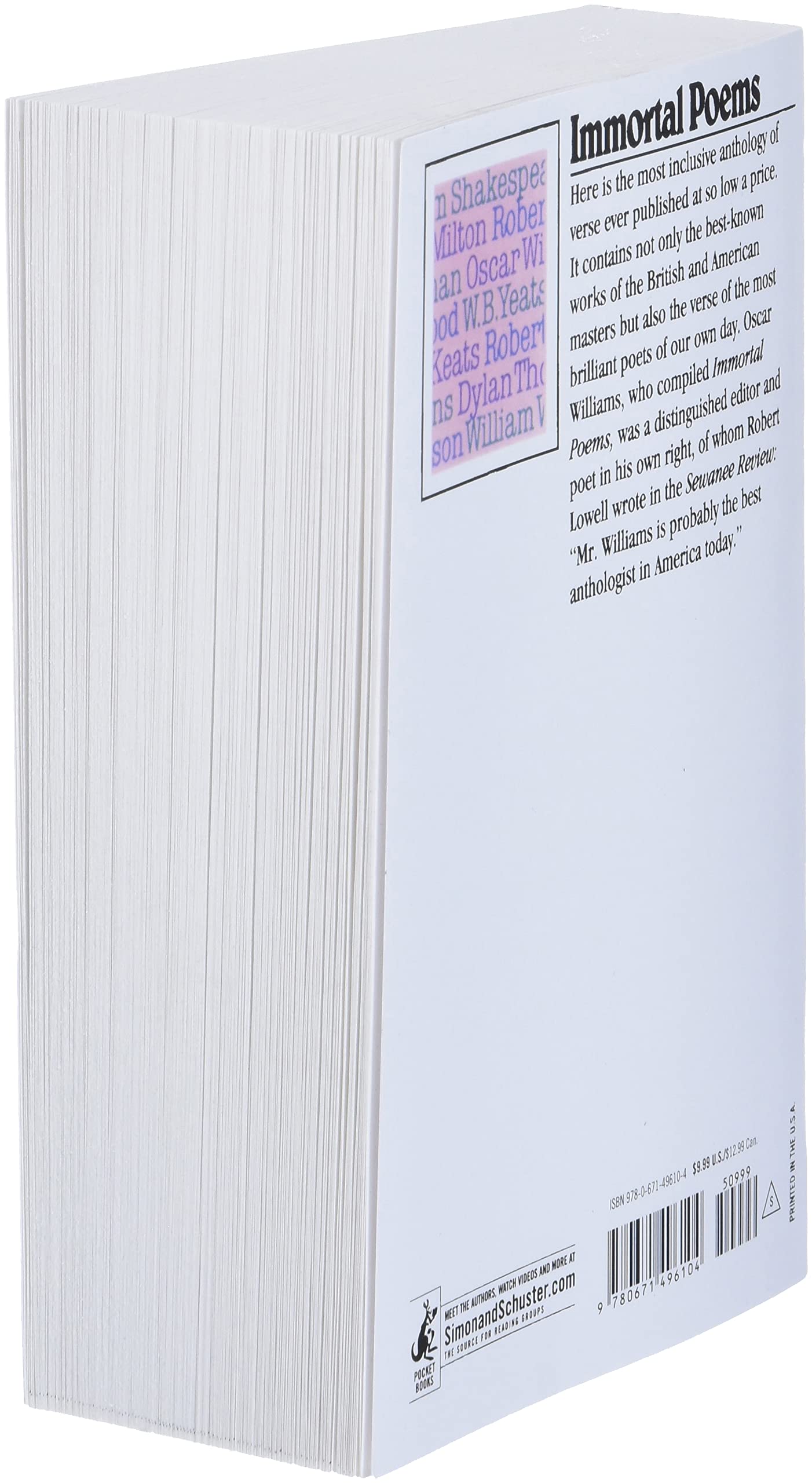 Immortal Poems of the English Language,Used