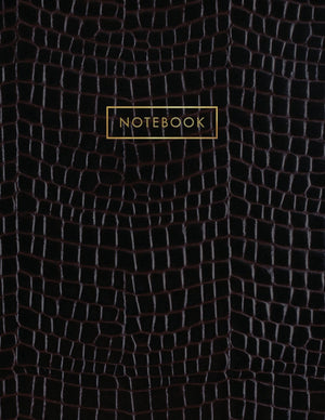 Notebook: Dark Black Alligator Skin Style  Embossed Style Lettering  Softcover  150 Collegeruled Pages  8.5 x 11 size (Leathe,Used