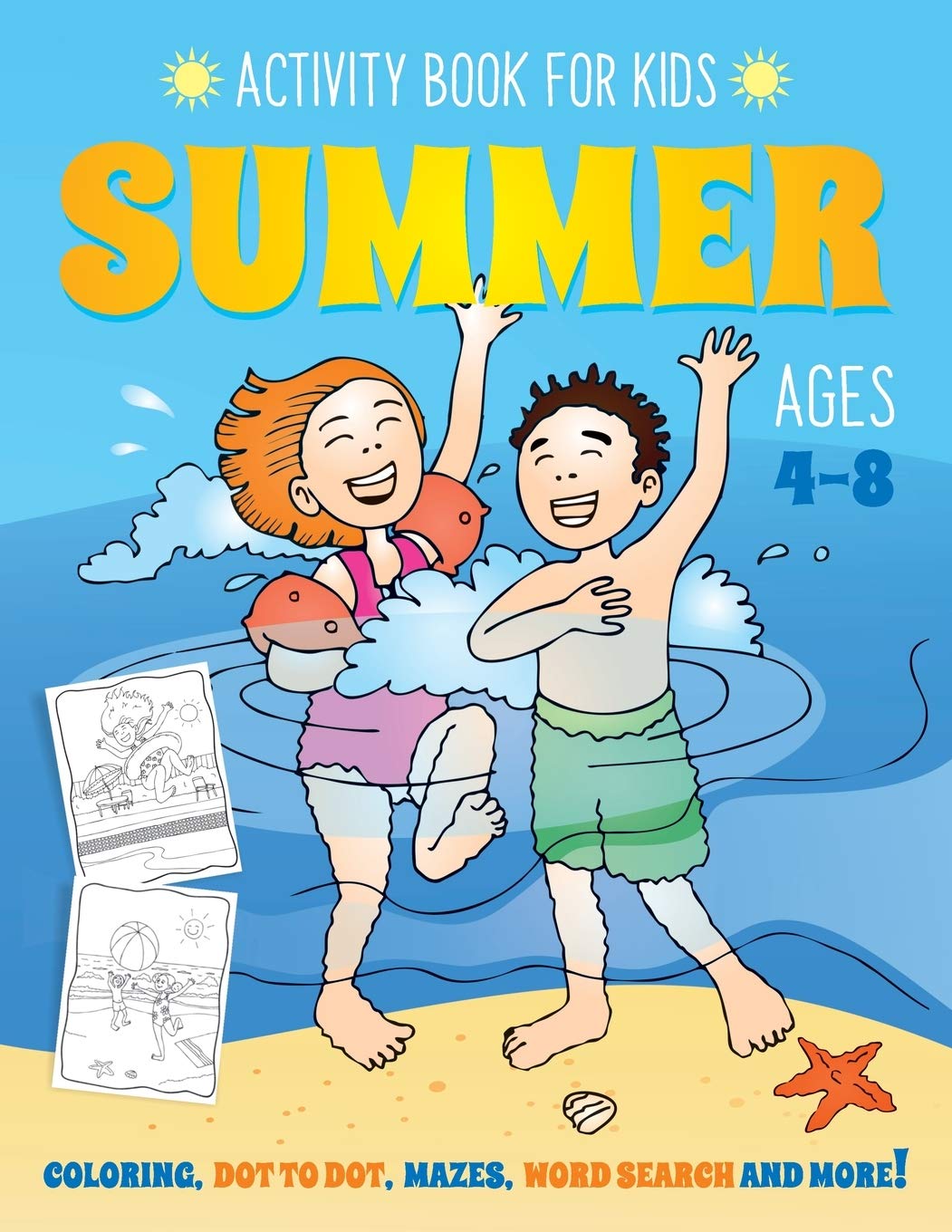 Summer Activity Book for Kids Ages 48: Fun Art Workbook Games for Learning, Coloring, Dot to Dot, Mazes, Word Search, Spot the ,Used