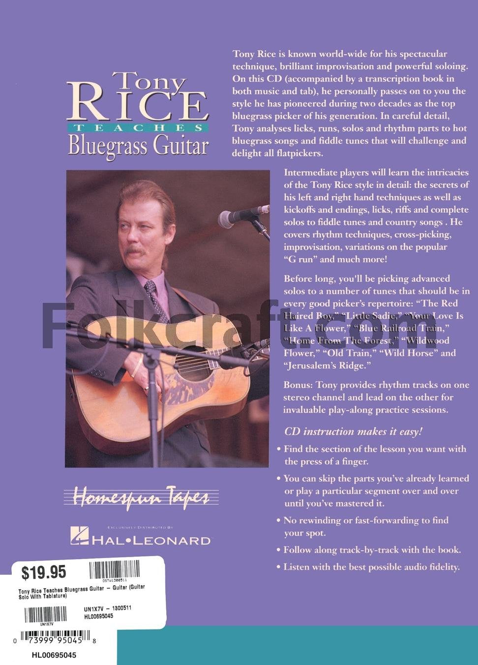 Tony Rice Teaches Bluegrass Guitar Book/Online Audio,Used