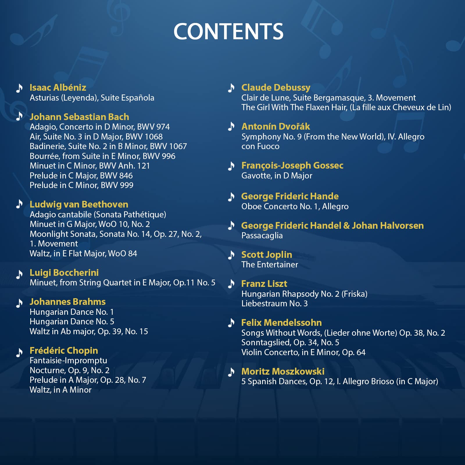 Classical Piano Masterpieces. Piano Sheet Music Book with 65 Pieces of Classical Music for Intermediate Players (+Free Audio) (#,New