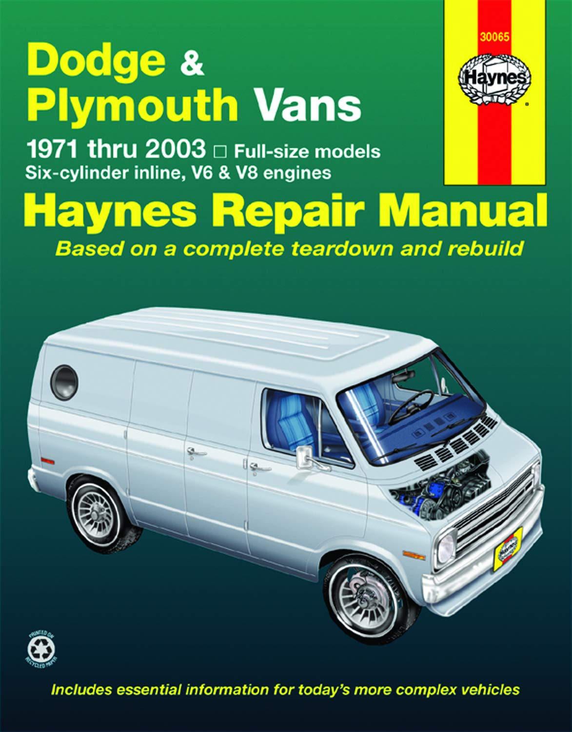 Dodge Tradesman, Sportsman & Plymouth Voyager Fullsize inline 6, V6 & V8 Vans (7103) Haynes Repair Manual (Does not include i,Used