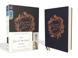 NIV, Journal the Word Bible (With Space for Your Own Artwork), Cloth over Board, Navy, Red Letter, Comfort Print: Reflect, Take ,Used