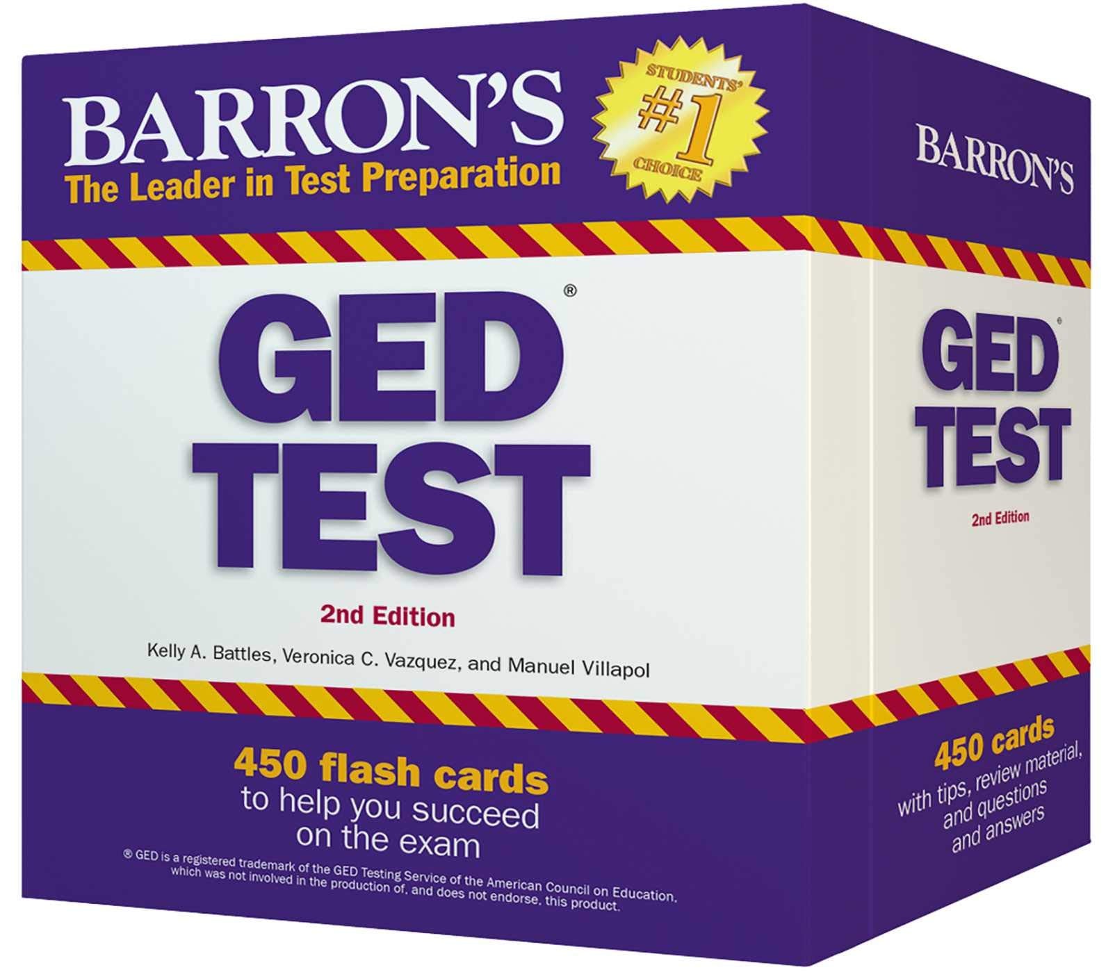 GED Test Flash Cards: 450 Flash Cards to Help You Achieve a Higher Score (Barron's Test Prep),Used