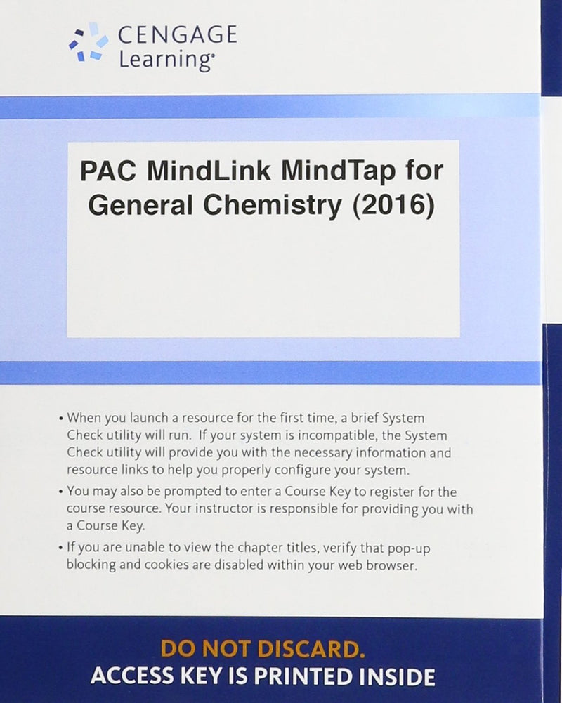 General Chemistry (with LMS Integrated for MindTap General Chemistry, 4 terms (24 months) Printed Access Card),Used