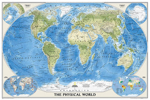 National Geographic World Physical Wall Map (45.75 x 30.5 in) (National Geographic Reference Map),Used