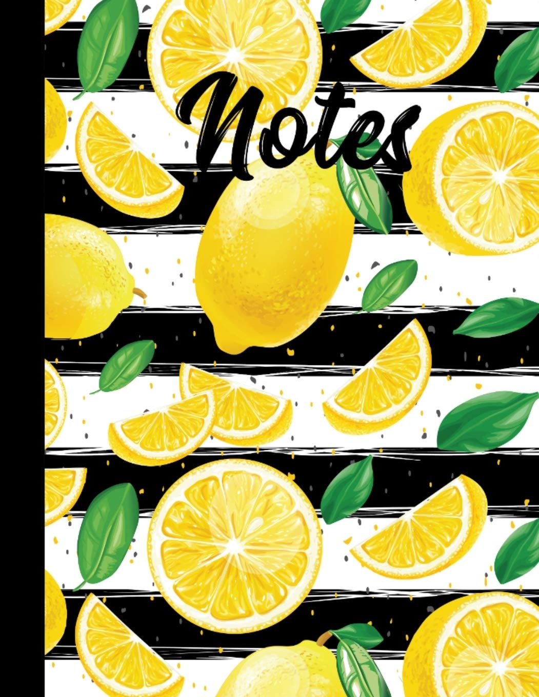 Notes: Lemons Pattern and Black and White Striped Notebook 8.5