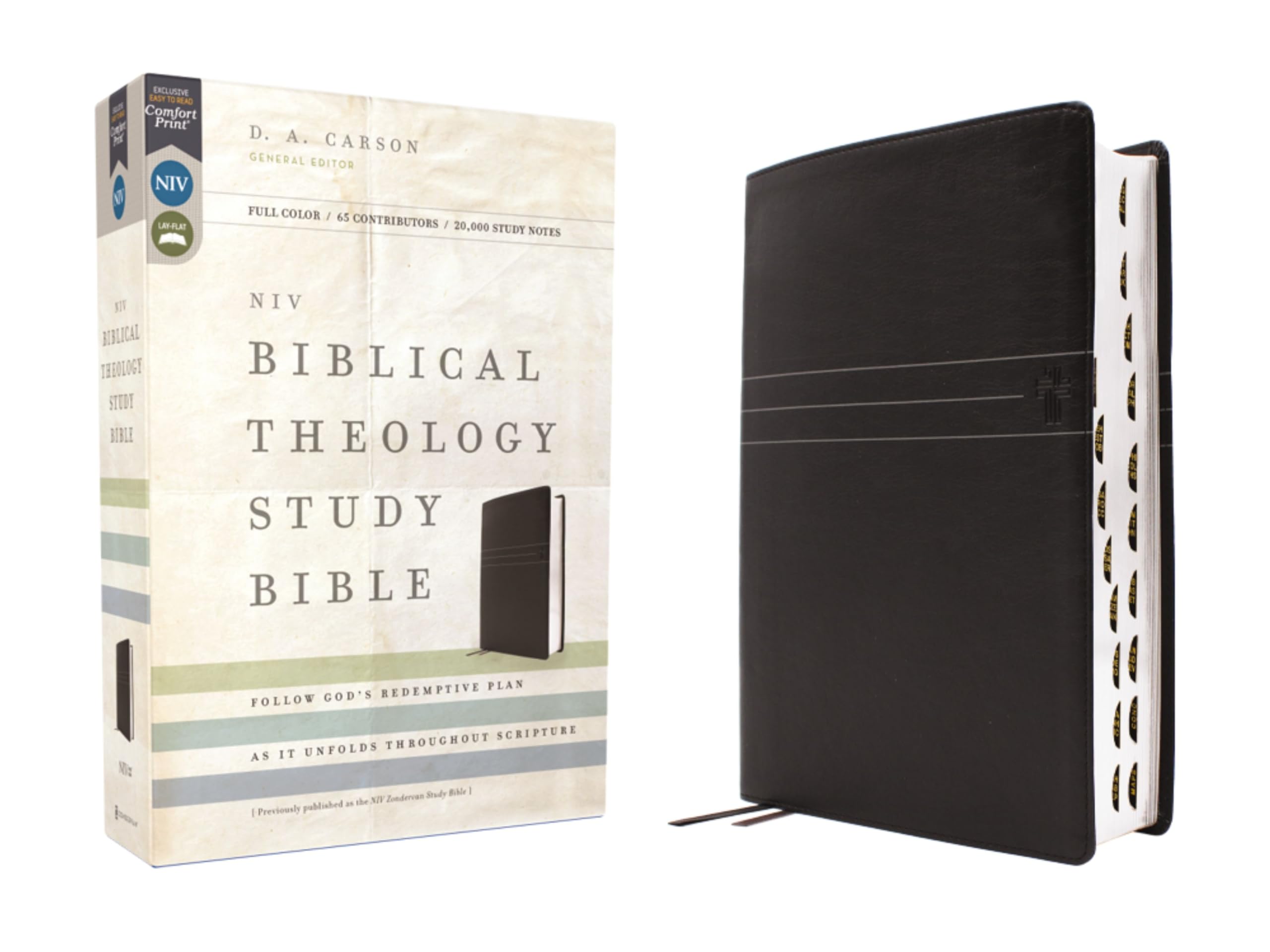 Niv, Biblical Theology Study Bible (Trace The Themes Of Scripture), Leathersoft, Black, Thumb Indexed, Comfort Print: Follow God