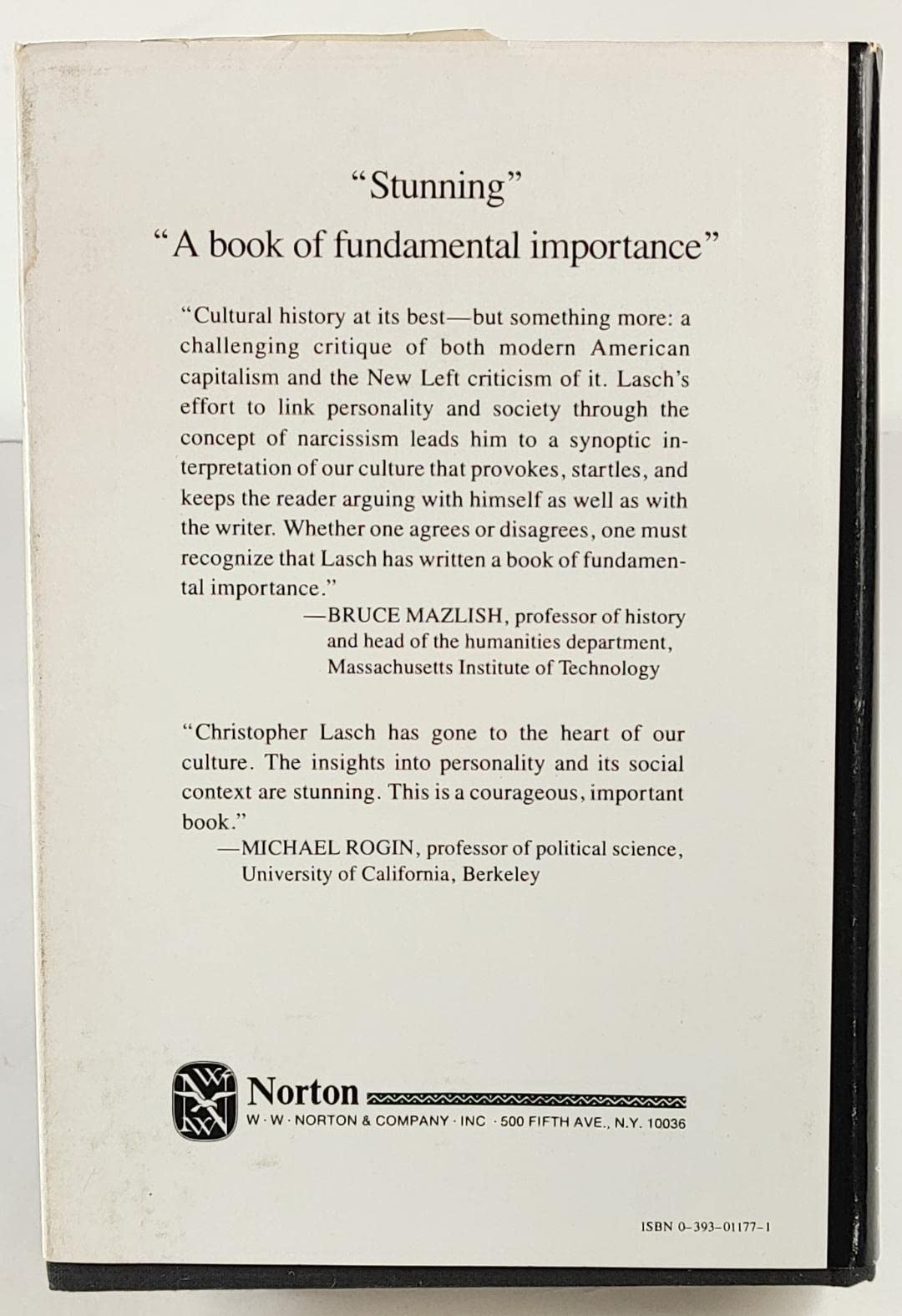The Culture of Narcissism: American Life in an Age of Diminishing Expectations,New
