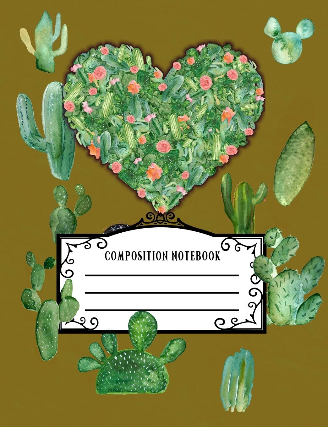 My Cactus Writing Notebook: A Narrow College Ruled line Composition Notebook With Cacti Cover,Used