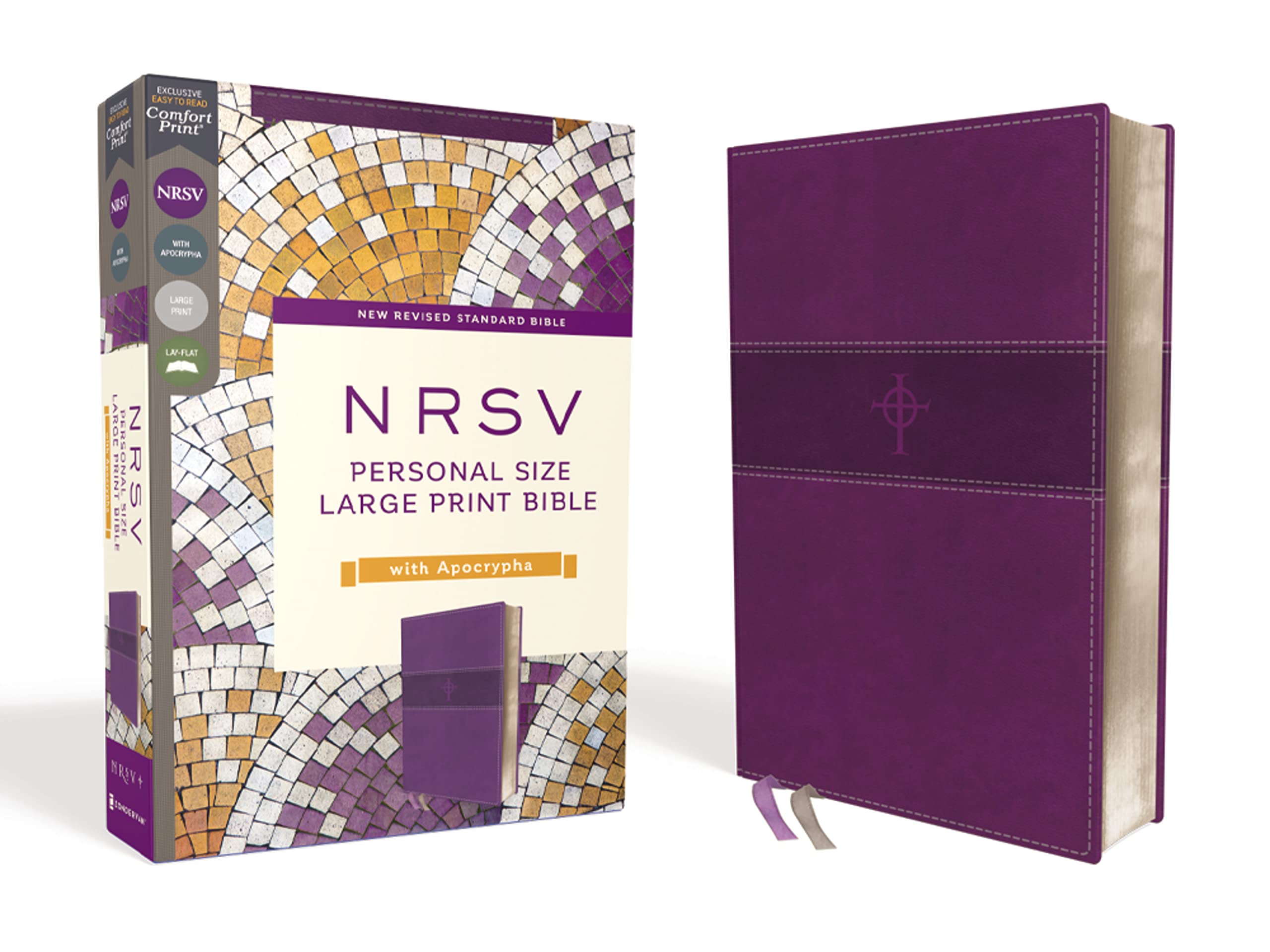 NRSV, Personal Size Large Print Bible with Apocrypha, Leathersoft, Purple, Comfort Print,Used