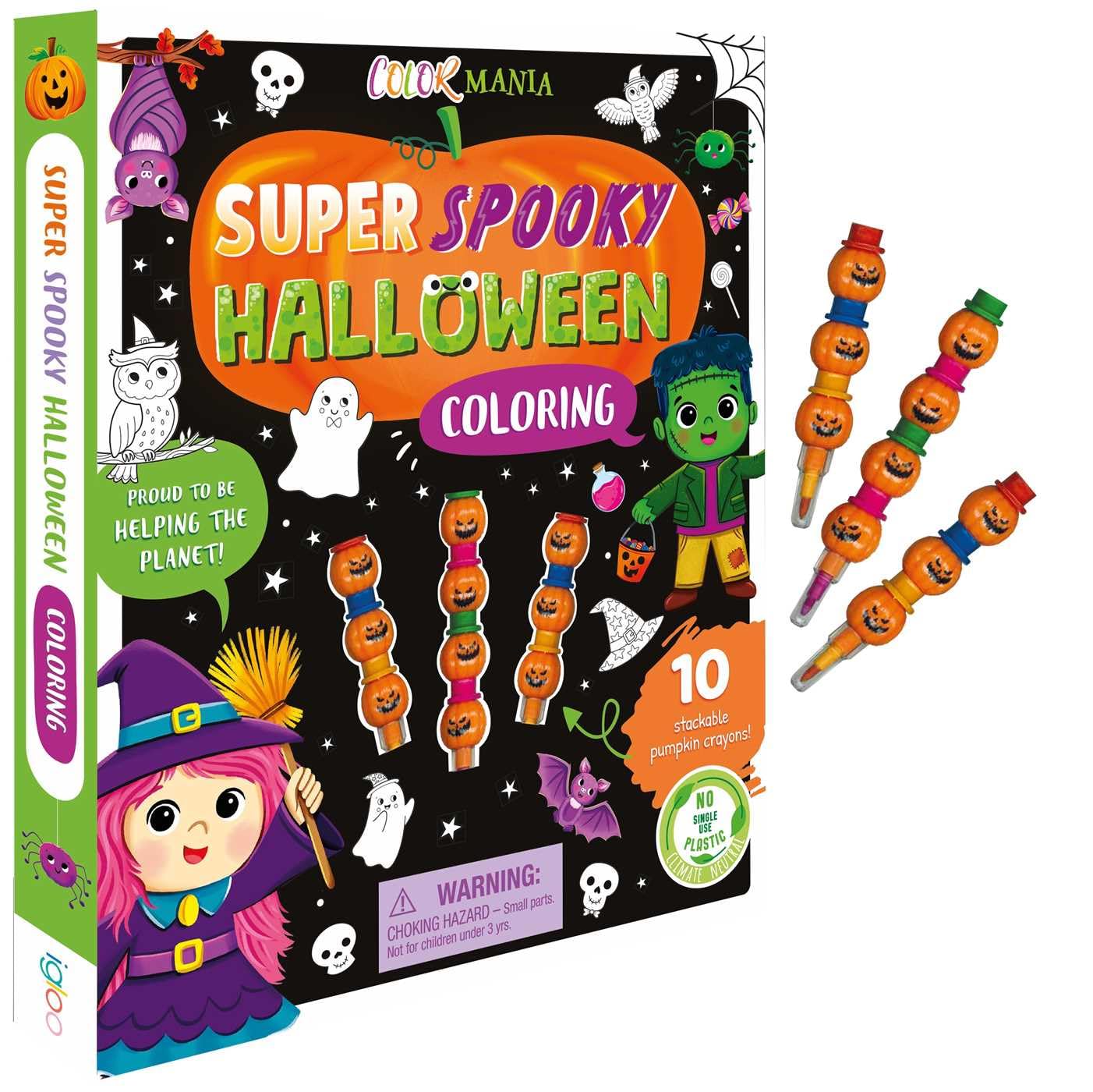 Super Spooky Halloween Coloring: with 10 Stackable Crayons,New