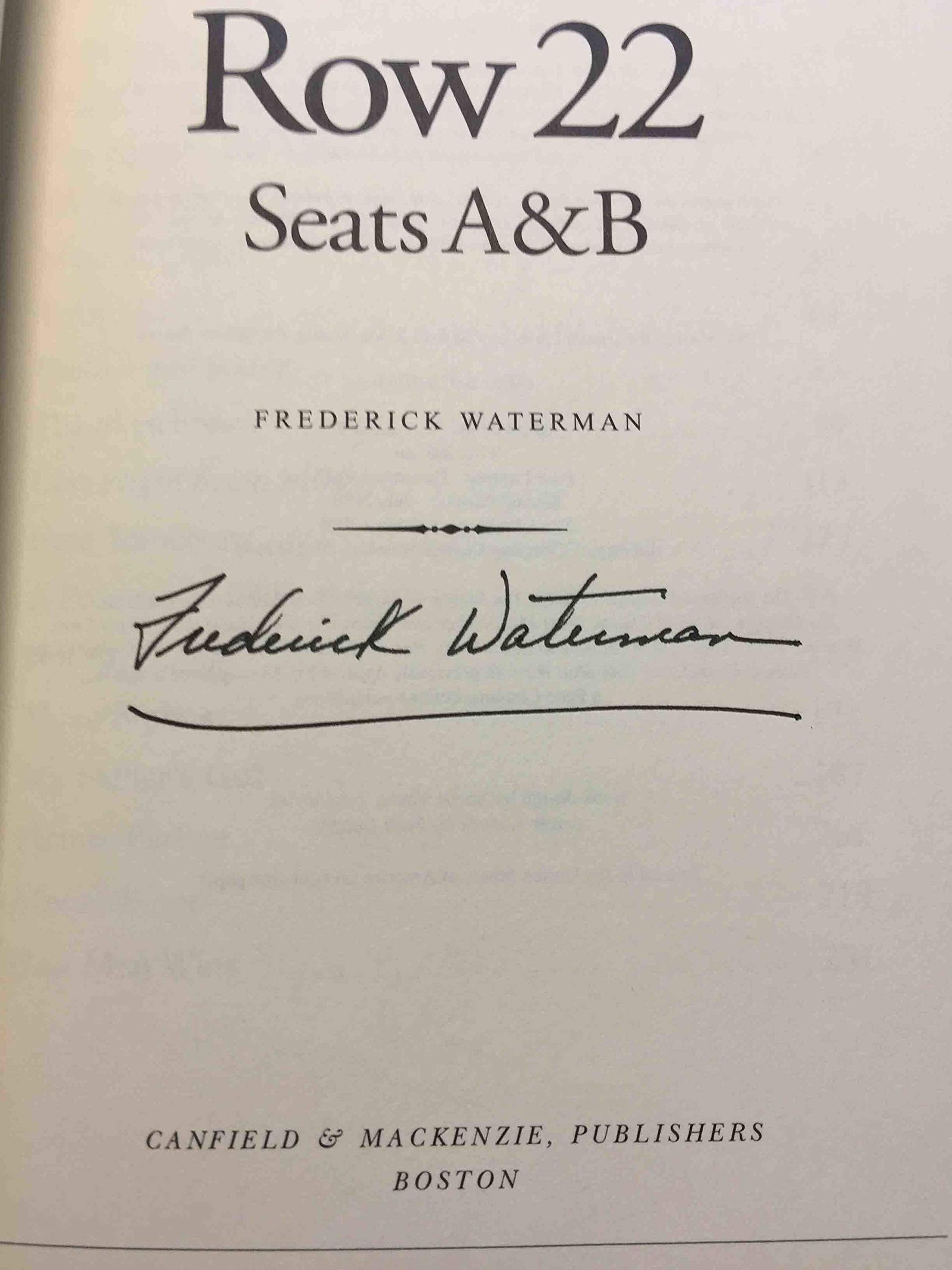 Row 22, Seats A & B,New