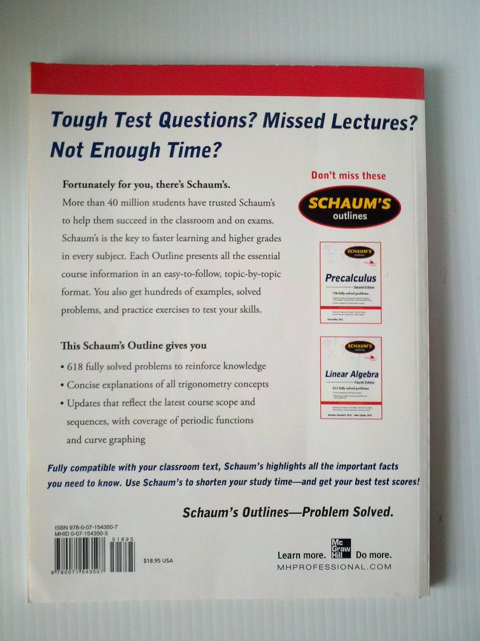 Schaum'S Outline Of Trigonometry, 4Th Ed. (Schaum'S Outline Series),Used