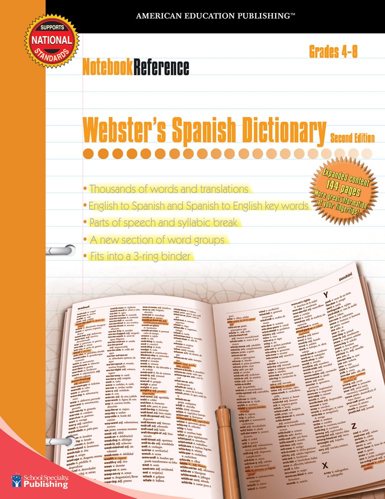 Webster's Spanish Dictionary, Grades 4  8 (Notebook Reference),Used