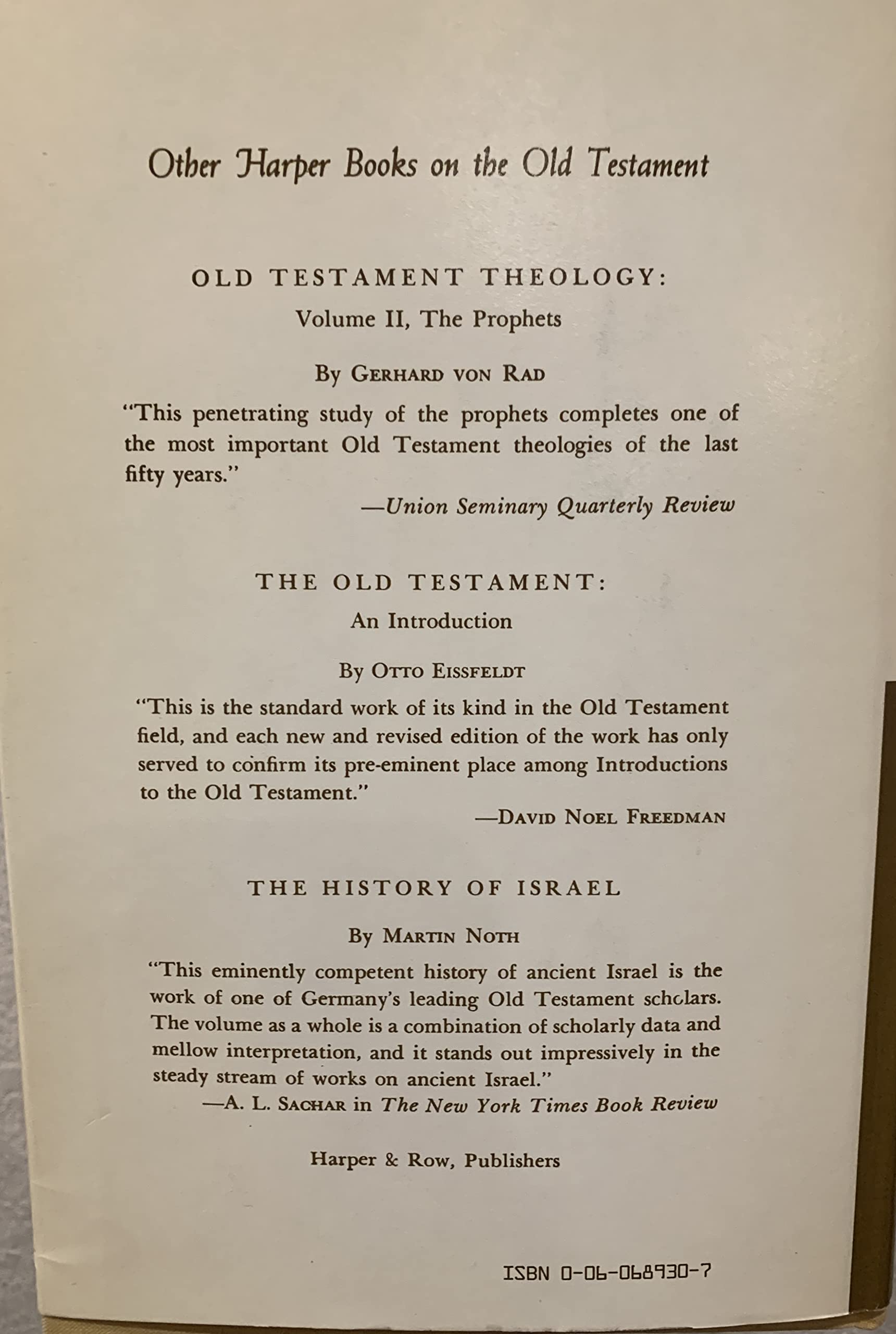 Old Testament Theology: Volume I: The Theology of Israel's Historical Traditions,New