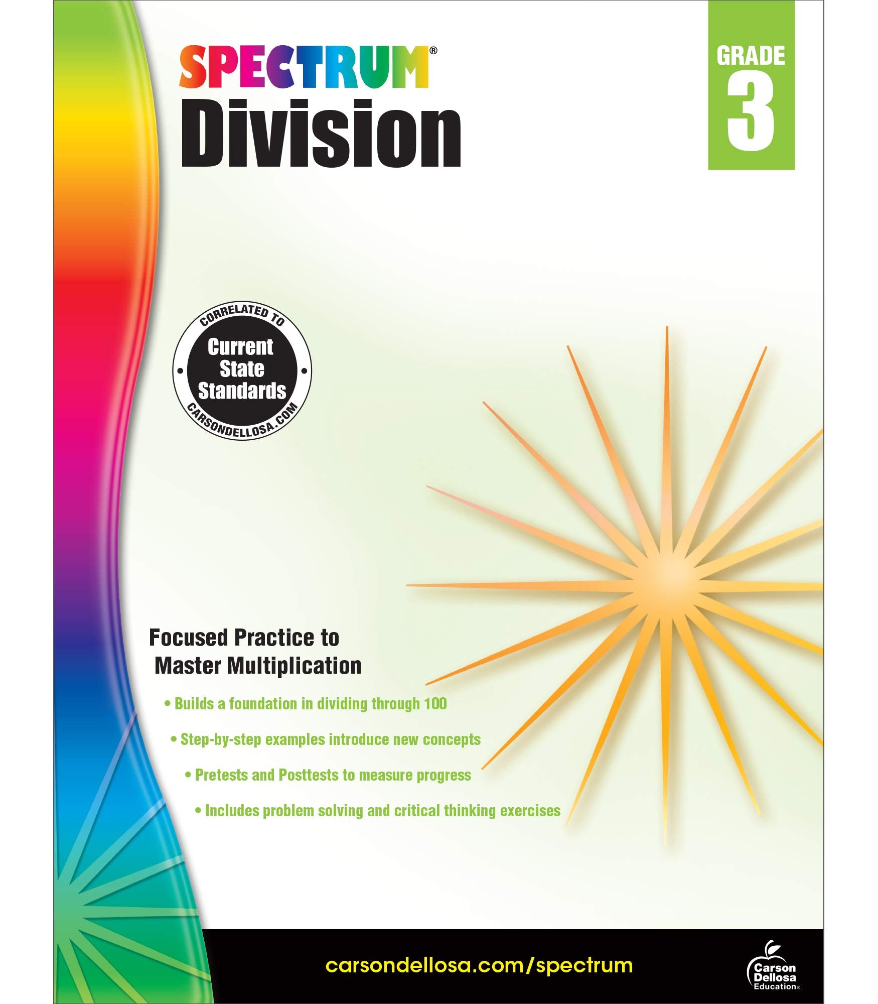 Spectrum Grade 3 Division Workbook3rd Grade State Standards for Dividing Through 100, Math Practice With Answer Key for Homesch,Used