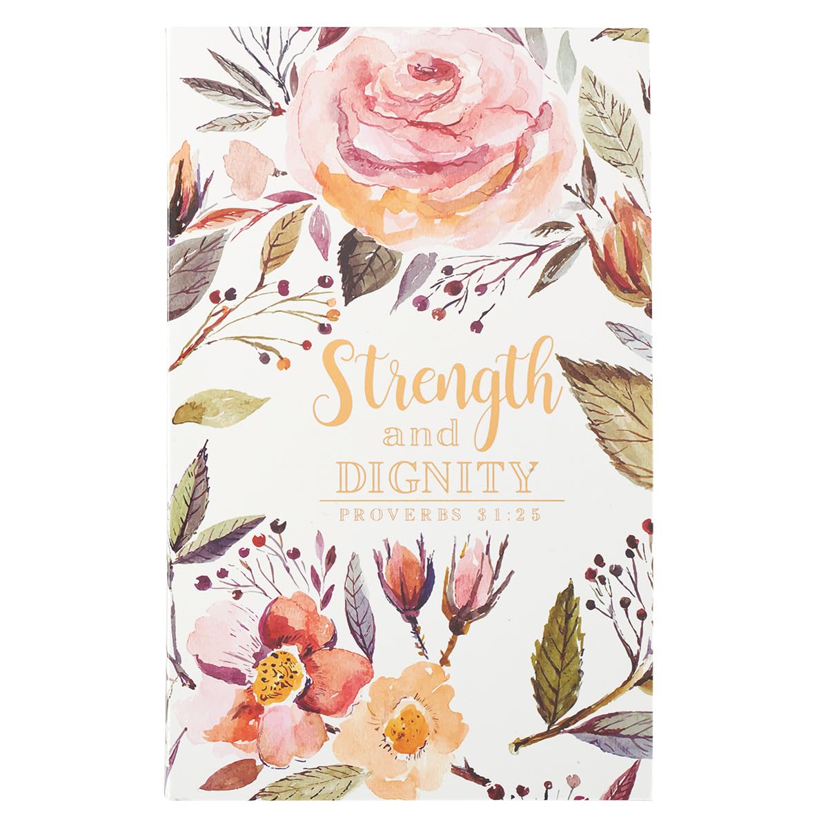 Christian Art Gifts Scripture Journal Strength and Dignity Proverbs 31:25 Bible Verse Floral Inspirational Notebook,128 Ruled Pa,Used