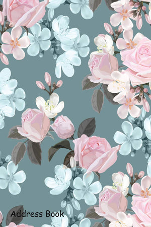 Address Book: For Contacts, Addresses, Phone, Email, Note,Emergency Contacts,Alphabetical Index With Pink Flower Seamless Patter,Used