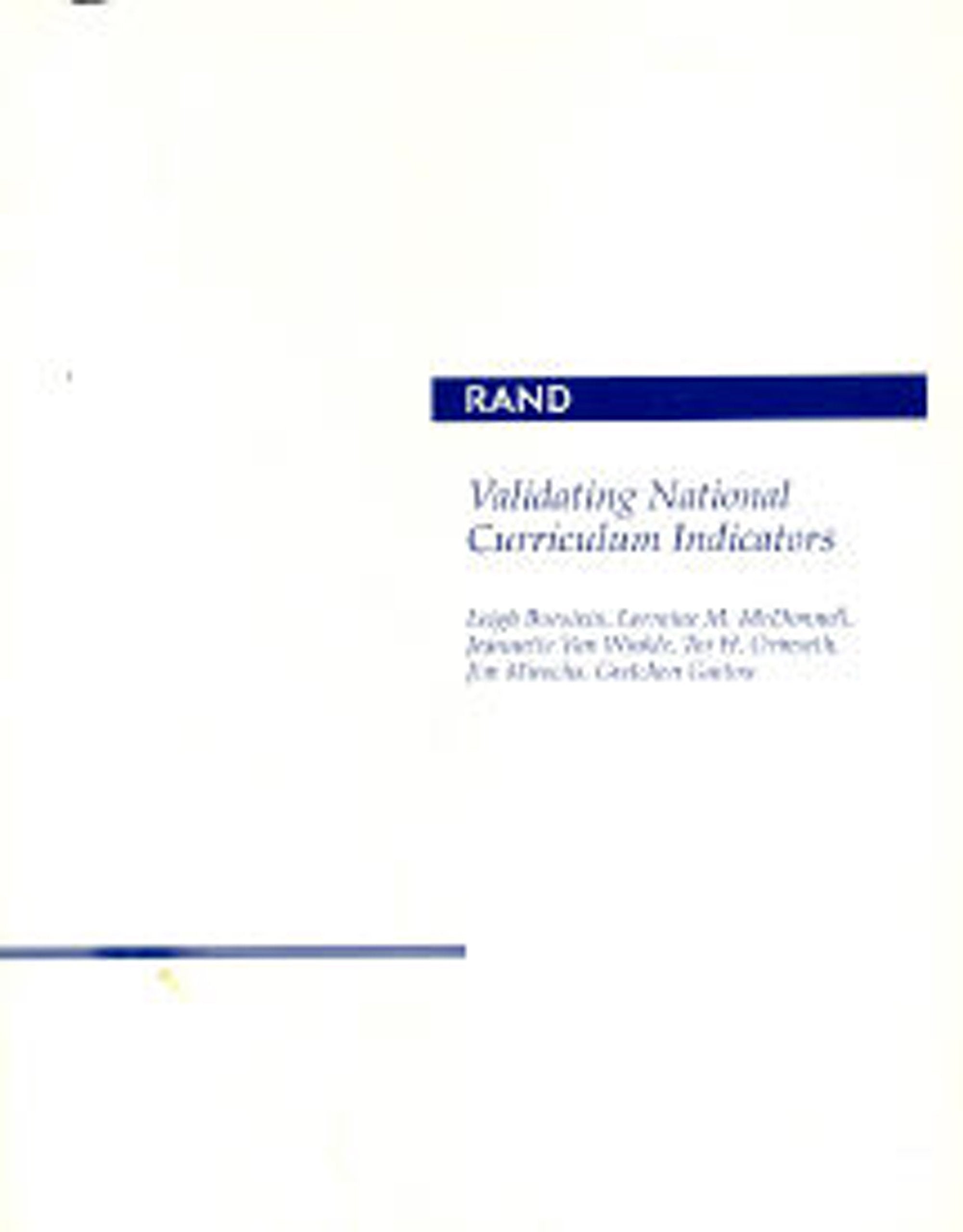 Validating National Curriculum Indicators,New