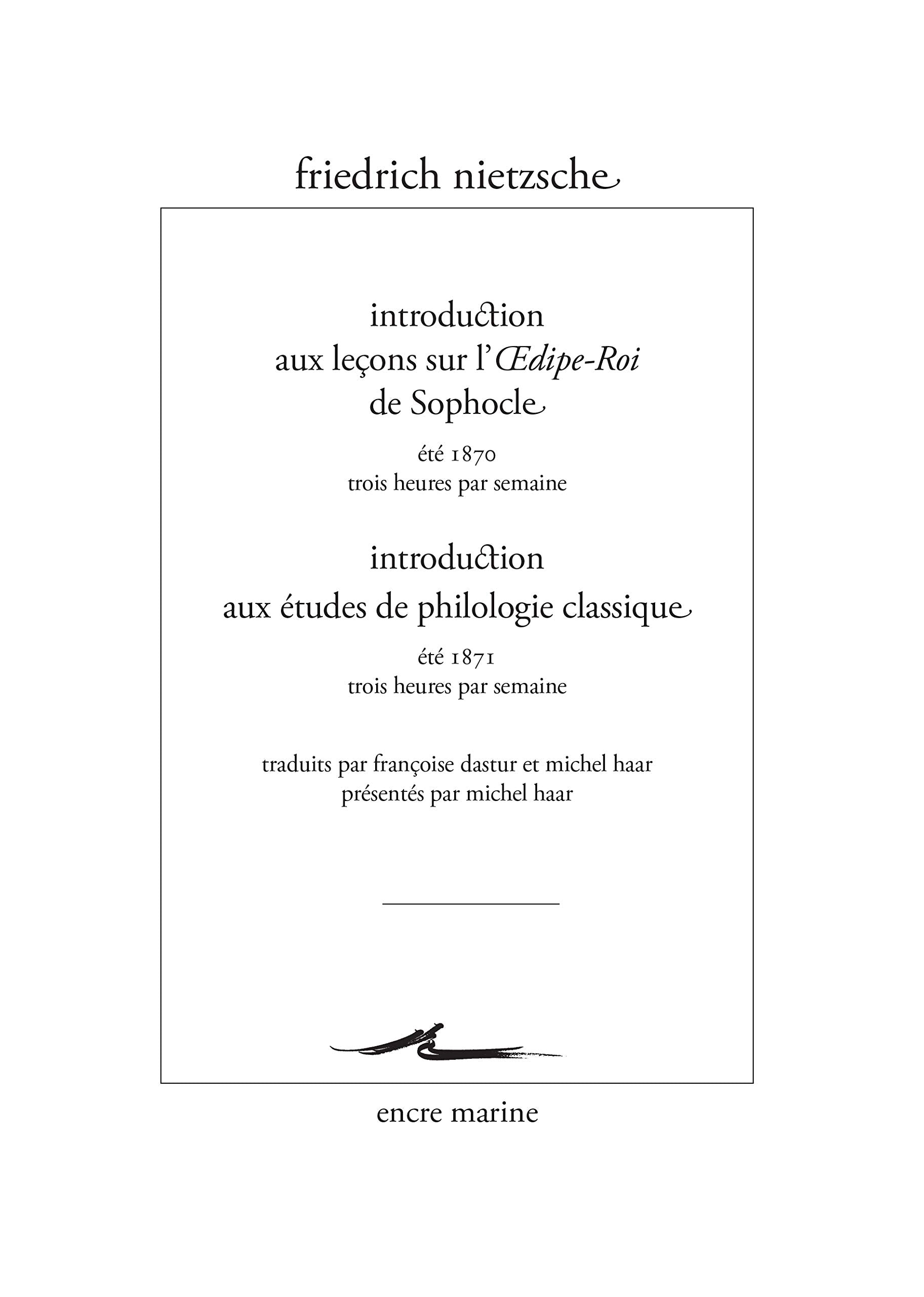 Introduction aux leons sur l'OedipeRoi de Sophocle (Encre Marine) (French Edition),Used
