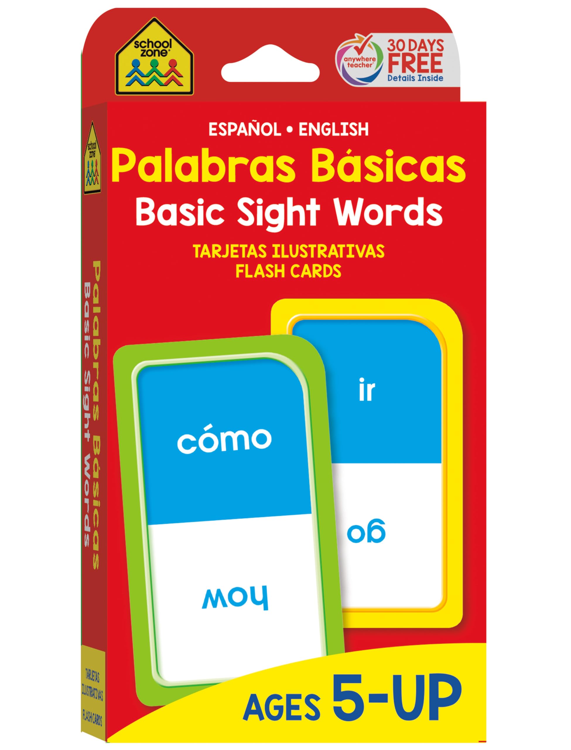 School Zone  Bilingual Basic Sight Words Flash Cards  Ages 5+, Kindergarten To 1St Grade, Esl, Language Immersion, Phonics, An