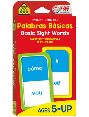 School Zone  Bilingual Basic Sight Words Flash Cards  Ages 5+, Kindergarten To 1St Grade, Esl, Language Immersion, Phonics, An
