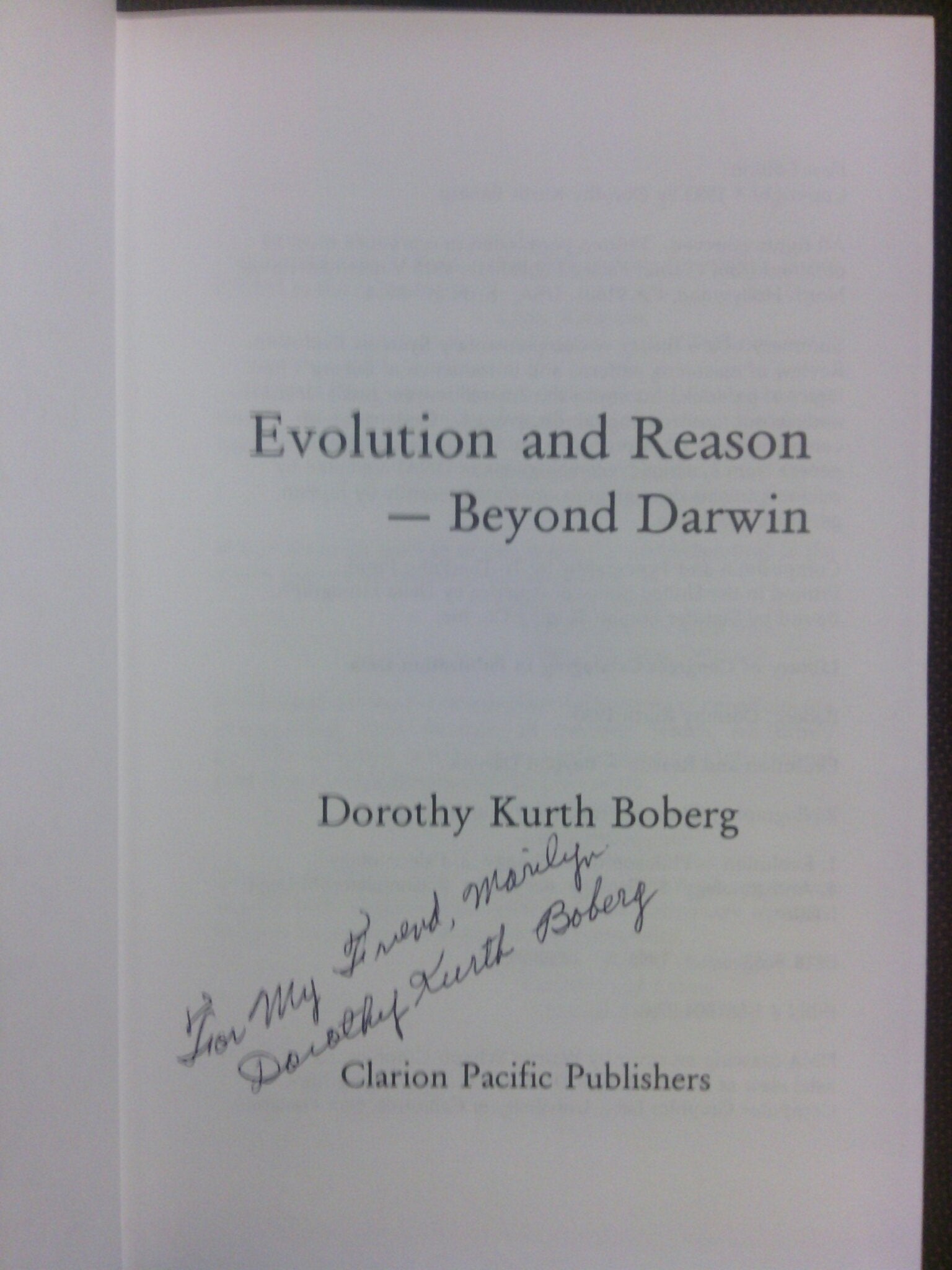 Evolution and Reason: Beyond Darwin,Used