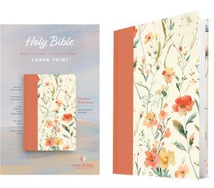 Nlt Large Print Slimline Reference Bible (Hardcover, Peach Meadows, Red Letter)