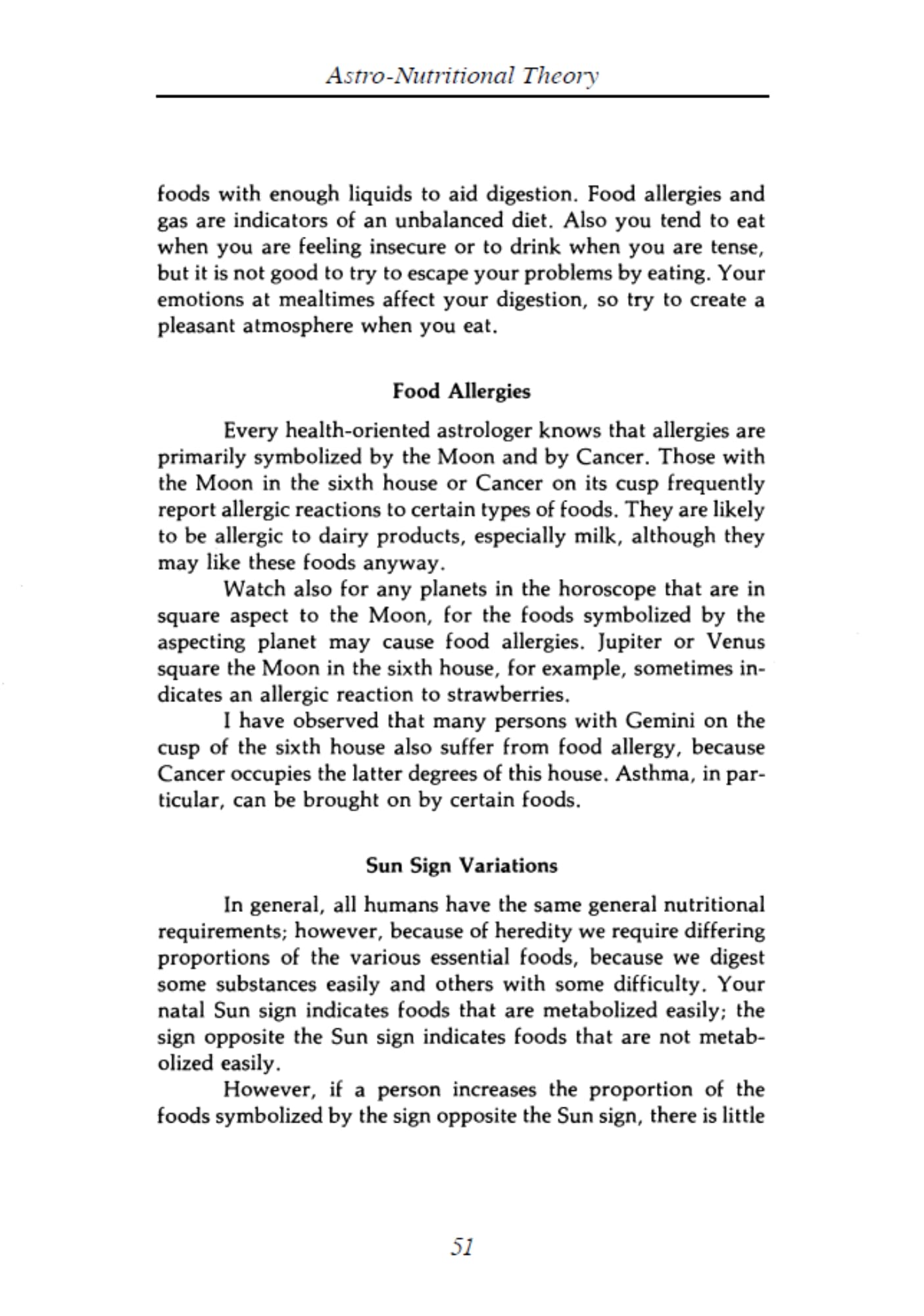 Astrology, Nutrition and Health